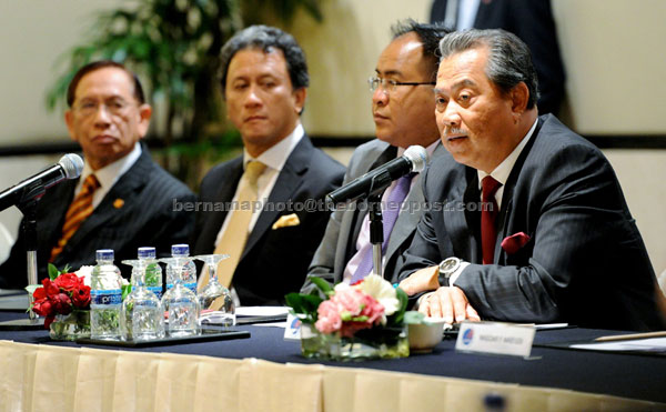 LEADING BY EXAMPLE: Muhiyiddin speaking at the the Global Movement of Moderates roundtable forum in Jakarta. — Bernama photo