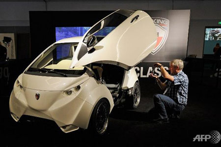 File photo: The Dok-ing XD electric car, created by Croatia's Vjekoslav Majetic, on display at the LA Auto Show on November 17, 2011 in Los Angeles, California. (Kevork Djansezian/Getty Images/AFP)  