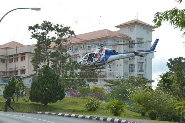 The helicopter which brought the victim seen landing at HDOK.