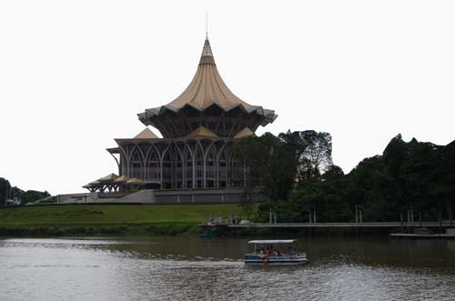 PROMINENT: One of the most imposing features along Sungei Sarawak is the State Assembly Complex opened in July, 2009.