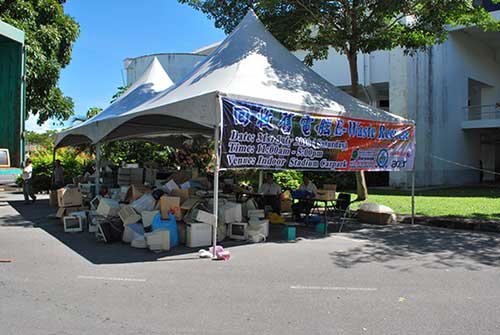 ORDERLY DISPOSAL: Used electrical and electronic products are collected at this makeshift collection centre to help preserve the environment.