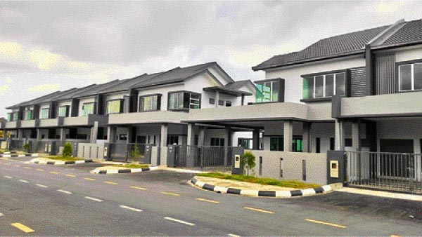 Image shows the double-storey terrace houses being built at Central View @ Kota Samarahan.