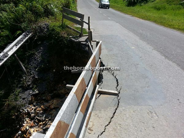 Photo shows the section of road affected.  
