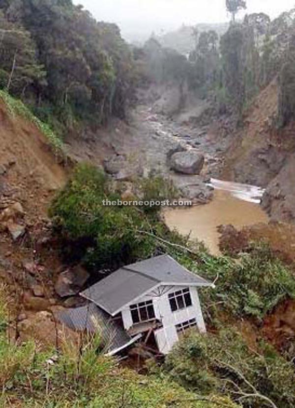 Haili’s house crashed into the river after it was brought down by the landslide.