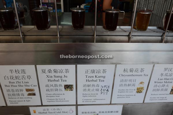 Various types of herbal tea being sold at a traditional Chinese medicine shop in Kuching. These teas are said to be able to quench thirst and ‘cool’ the body.