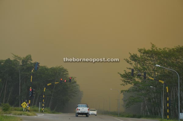 The haze enveloping an area in Kuala Baram.