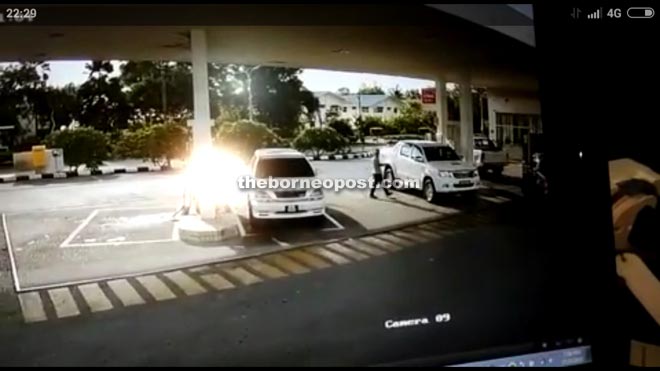 Closed circuit television (CCTV) footage shows the suspect walking towards the victim’s Toyota Hilux which he drove off.