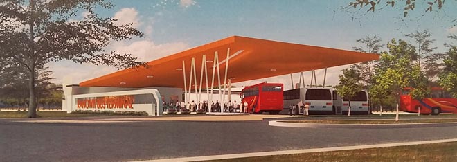A graphic rendering of the new bus terminal.