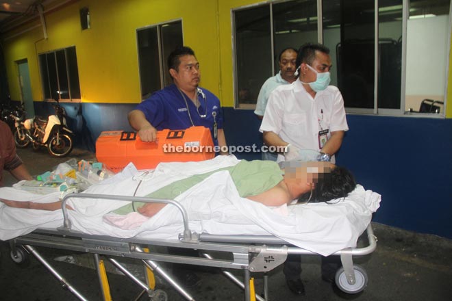 The Indonesian woman is taken to the Intensive Care Unit upon her arrival from Lundu Hospital.