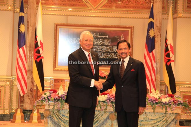 Warm bilateral ties between Malaysia and Brunei continue under the leadership of Najib (left) and Sultan Hassanal Bolkiah as underscored in the 19th  Annual Leaders’ Consultation at Istana Nurul Iman.