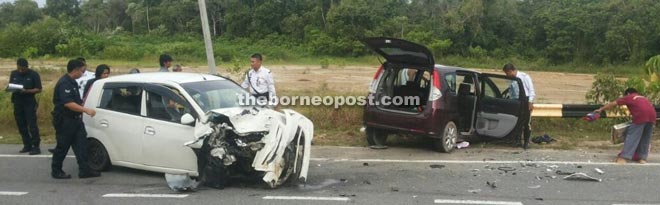 The Viva and Alza cars following the tragic collision.