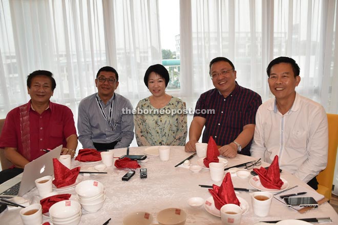 Hong (centre) during the press conference with (from left) Wong, Wee, Chai and Liu.  — Photo by Muhammad Rais Sanusi