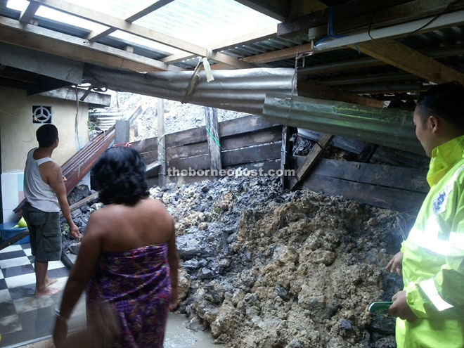 A portion of one of the longhouse kitchens affected by the landslide.