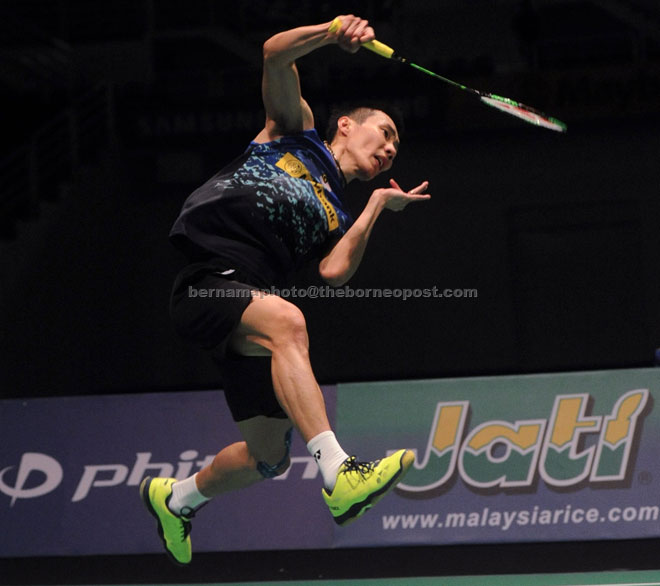 Datuk Lee Chong Wei in action. — Bernama photo