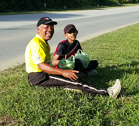 Taking a break along the route.