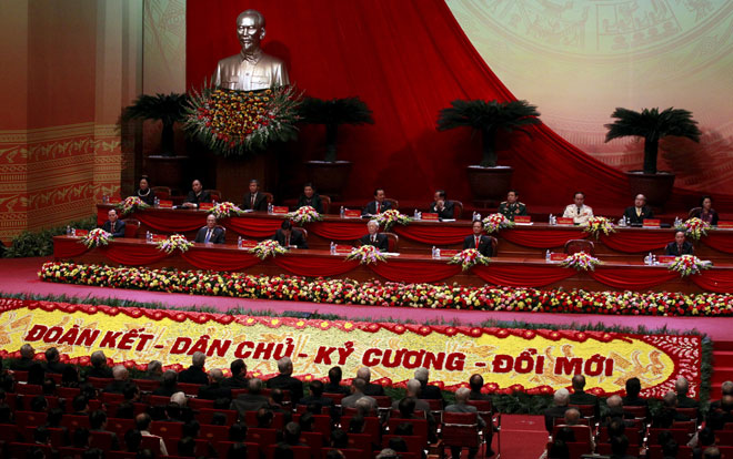 Politburo members of Vietnam’s Communist Party are seen at the opening ceremony of the 12th National Congress of Vietnam’s Communist Party in Hanoi, Vietnam. — Reuters photo