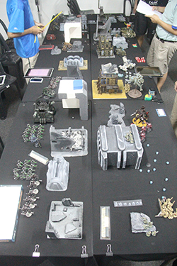 Buildings, terrain and units all laid out before the start of a game.