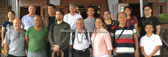 The familiarisation trip to Batang Ai was organised by Aiman Planet Borneo Group of Companies, led by its director Gracie Geikie (front row, third right). Also seen are group general manager Mona Abdul Manap (back row, left); database and online management executive Alcila Abby Afflin (back row, second right); Aiman Planet Borneo Group of Companies chairman Samat Othman (front row, second left); Aiman Batang Ai Resort and Retreat general manager Keith Pointer (front row, left) and Jason Brooke (front row, third left) with Sarawak Tourism Federation officials.