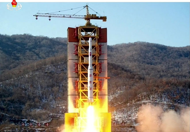 A North Korean long-range rocket is launched in this file still image taken from KRT video footage. — Reuters photo