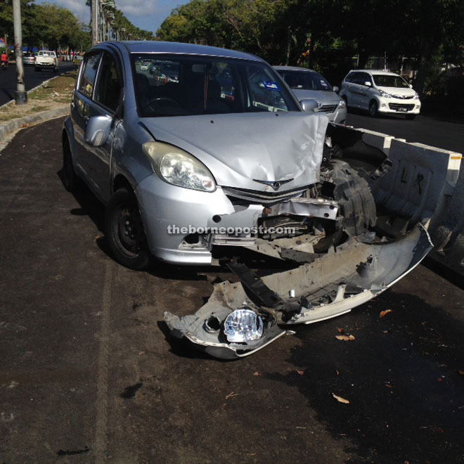 One of the damaged vehicles in the accidents.