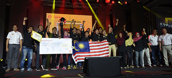 Team UiTM Eco-Planet jubilate after winning the UrbanConcept Hydrogen category again with the Black Panthera, a 3D printed vehicle.