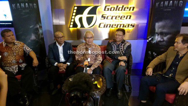 (From left) Langgi, Khusairi, Jabu, Kamil and Zainal at the press conference held before the screening of ‘Kanang Anak Langkau: The Iban Warrior’ at GSC Cityone Megamall.