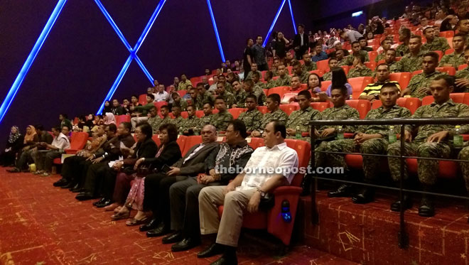 The distinguished guests (front row) watch the special screening of ‘Kanang Anak Langkau: The Iban Warrior’.