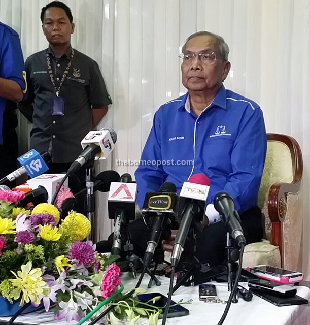 Adenan speaking to the press during the programme.