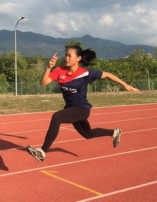 Miri-born sprinter and triple jumper Nurhaziqa Izzati Zana during training.
