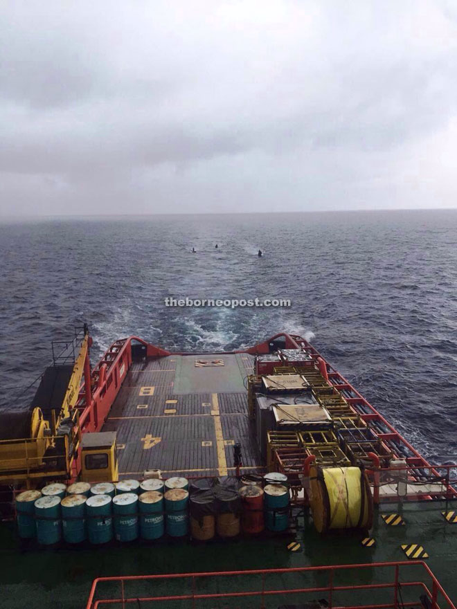 A picture of the supply boat said to be tailed by three boats of suspected pirates.