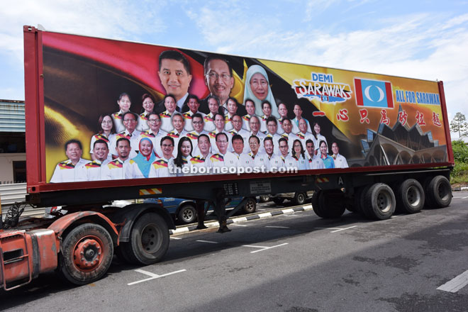 PKR’s 40-foot state-of-the-art ‘battle machine’ that will be used for the state election campaign.