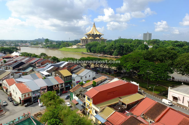 Great view of Kuching City from Star Cineplex view point terrace including the new DUN building.