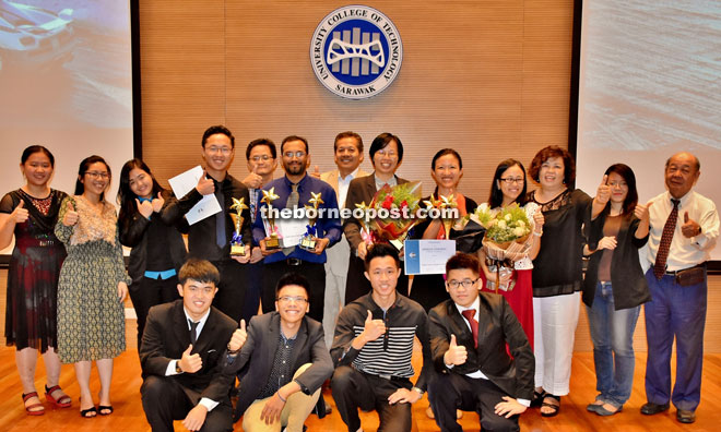 The winners in both the Toastmasters Area S2 International Speech & Table Topics Contests posing with Lydia (standing second left). — Photo by Othman Ishak