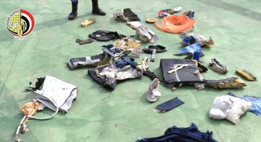 Picture on the official Facebook page of the Egyptian military spokesperson shows part of debris found by search teams looking for the EgyptAir flight which plunged into the Mediterranean Egyptian military spokesperson's Facebook page/AFP photo