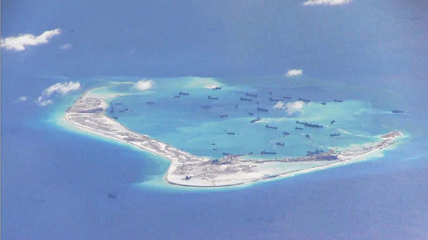 Aerial photo shows a disputed island in the South China Sea. — File photo