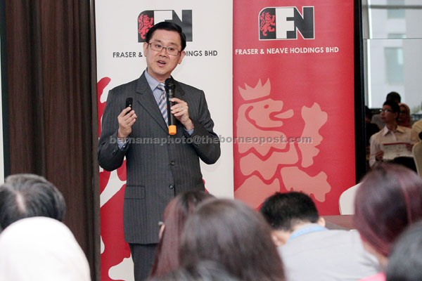 Lim is seen  explaining about the company’s projects at F&N’s headquarters yesterday. — Bernama photo.