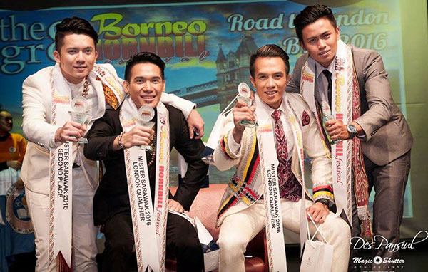 Top 4 Mr Sarawak (from left): second-placed Thurston Andok, London Qualifier Octavian Pagag, London Qualifier Joshua Lennet and third-placed Derran Chang Yon.