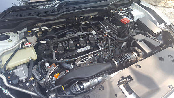 The 2016 Honda Civic 1.5 litre VTEC engine.