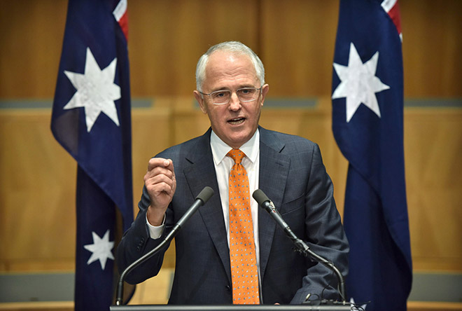 Turnbull speaks at a press conference calling the next federal election at Parliament House in Canberra. — AFP photo