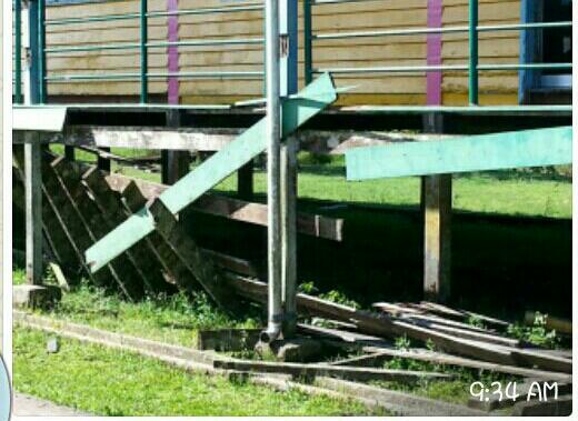 The voters were injured after the school's wooden walkway collapsed. Photo courtesy of Information Department