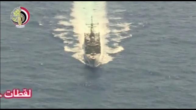 An Egyptian military search boat takes part in a search operation for the EgyptAir plane that disappeared in the Mediterranean Sea in this still image taken from video May 19, 2016.  Egyptian Military/Handout via Reuters TV