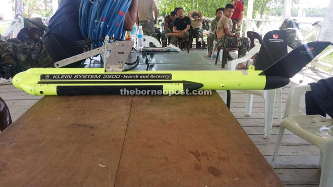 The side scan sonar device used in the search for the helicopter wreckage.