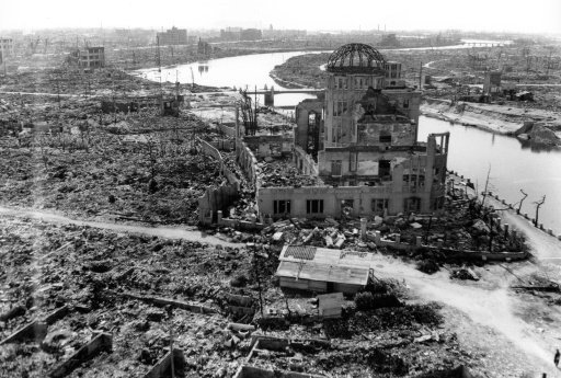  The Japanese city of Hiroshima is shown three months after the atomic bomb was dropped by B-29 bomber Enola Gay in 1945. © HIROSHIMA PEACE MEMORIAL MUSEUM