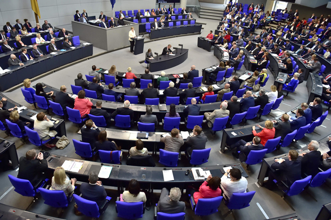 German Chancellor Angela Merkel speaks during a special plenary session on Brexit at the German lower house of Parliament Bundestag in Berlin. — AFP photo