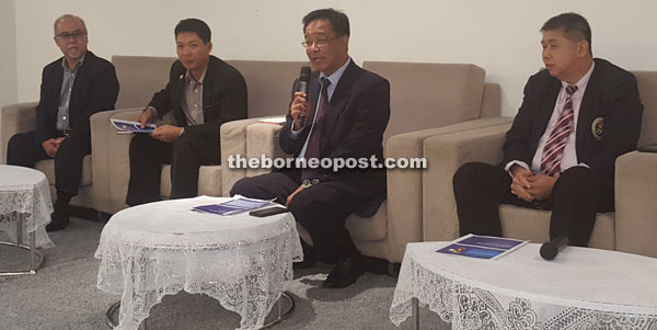 Karim (second, right) with Ong (right), Liew (left) and Kameri during the meeting at a local hotel yesterday.