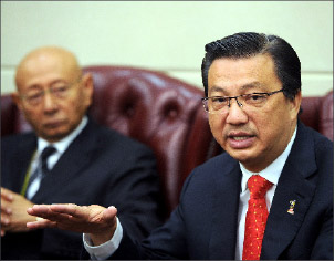 Liow talks to the media about the debris during the press conference. — Bernama photo