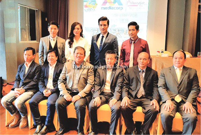 Bangkuai (seated, third left) with Ng and Yeo (seated, left and second left), Yee, Chin and Seet with the star studded cast of Mediacorp’s  ‘Legal Eagles’ drama series, standing from left, Huang, Quek, Zhang and Ho.