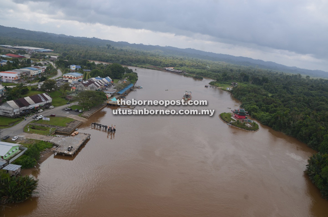 An aerial view of Sebauh town. 