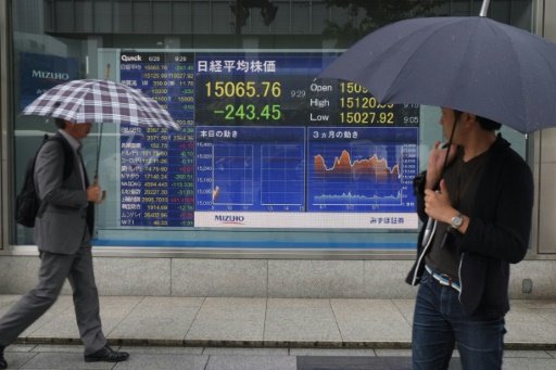 Asian stock markets resumed their losses on June 28, 2016, extending another sharp sell-off in Europe and New York, with Tokyo Nikkei index down 2.0% at 15,004.72. Photo by AFP