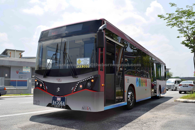 The first Malaysian electric bus designed by 30 young engineers from local universities. — Bernama photo 